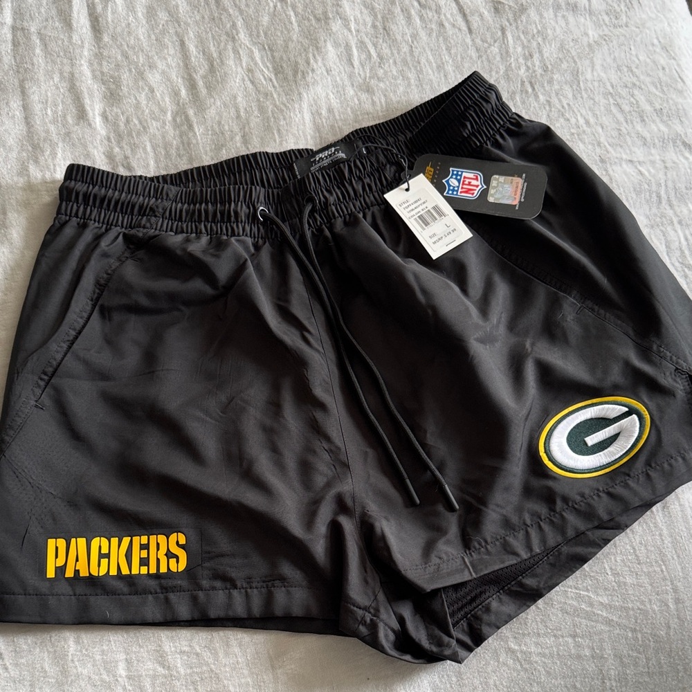 NFL Packers Black Athletic Shorts